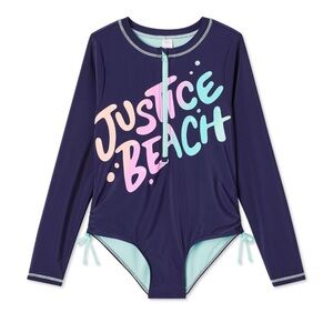 Justice Girls' 10 Medium Sleeve Swim Set UPF 50+ Rashguard